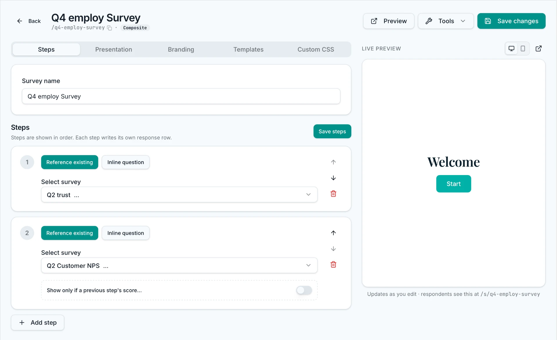 Composite surveys
